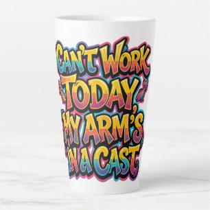 Kan vandaag niet werken, mijn arm zit in het gips  latte mok
