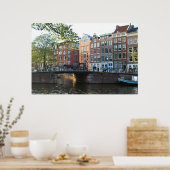 Kanaal Amsterdam en brug Poster (Keuken)