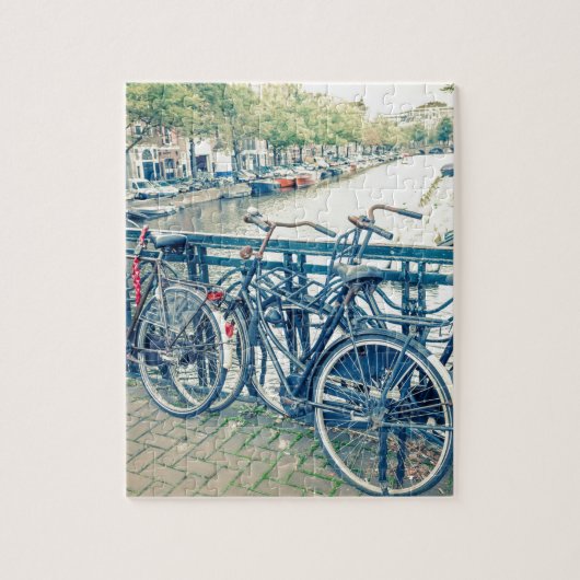 Kanaal en fietsen van Amsterdam Legpuzzel (Verticaal)