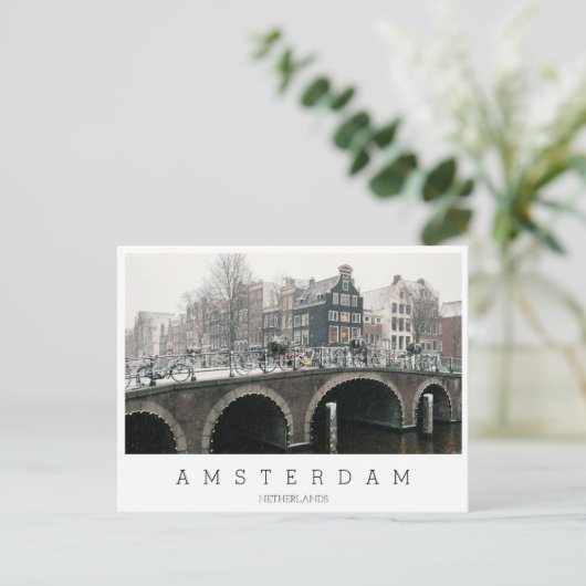 Kanaal in Amsterdam in de winter Briefkaart (Staand voorkant)