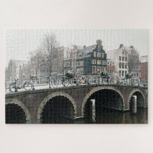 Kanaal in Amsterdam in de winter Legpuzzel