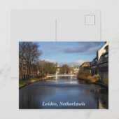 Kanaal in Leiden, Nederland, Briefkaart (Voorkant / Achterkant)