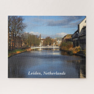 Kanaal in Leiden, Nederland, Jigzaag Puzzle Legpuzzel