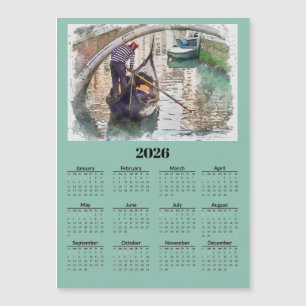 Kanaal in Venetië Italië 2026 Kalender Magnetische