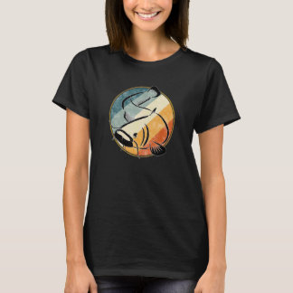 Kanaal Meerval Retro Vissen Kunstwerk Meervallen V T-shirt