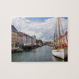 Kanaal met boten Kopenhagen Legpuzzel