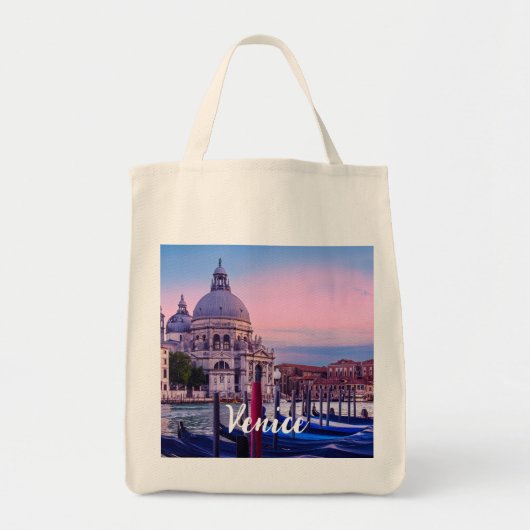 Kanaal met gondels en kerk in Venetië Tote Bag (Voorkant)