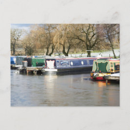 Kanaal met Narrow Boats Frozen Briefkaart