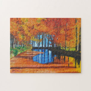 Kanaal van Puzzle in het najaar Legpuzzel