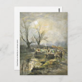 Kanaalboten op zonsondergang briefkaart (Voorkant / Achterkant)