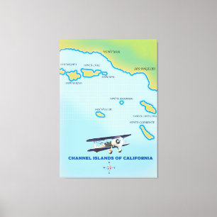 Kanaaleilanden van Californische kaart Canvas Afdruk