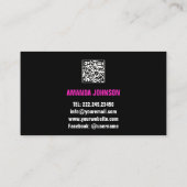 KANAALNAAM YOUTUBER LOGO QR CODE ROZE ZWART VISITEKAARTJE (Achterkant)