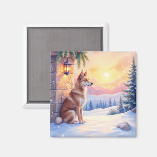 Kanaänhond Woestijn Steen Winter Kerst Kunst Magneet
