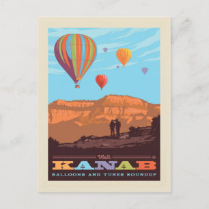Kanab, Utah   Ballonnen en tunes Roundup Briefkaart
