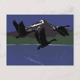 Kanadese ganzen vliegen over Mountain Lake Wildern Briefkaart