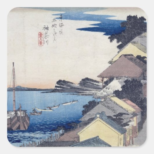 Kanagawa: Uitzicht van de Ridge Vierkante Sticker (Voorkant)