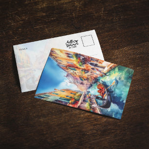 Kanalen van Venetië Italië Waterverf Briefkaart