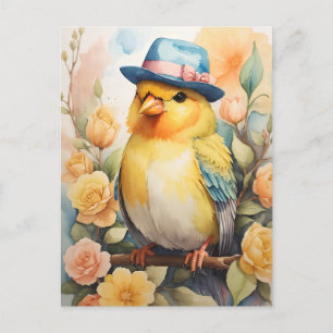 Kanarie in een Fedora Hoed Briefkaart