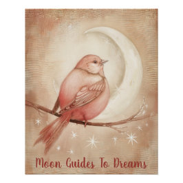 Kanarie vogel baby slapen op Moon Perfect Poster