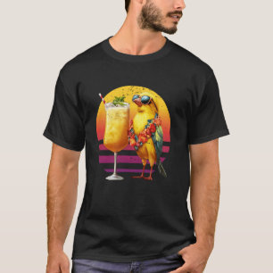 Kanarie Vogel Met Cocktail Hawaiiaanse Retro Zomer T-shirt