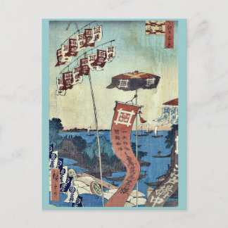Kanasugi-brug in Shibaura door Ando, Hiroshige Briefkaart