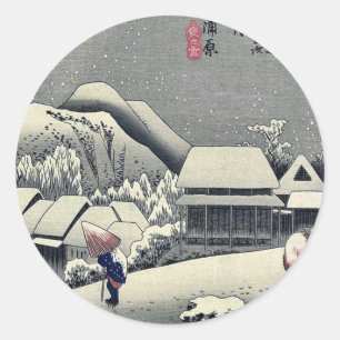 Kanbara by Ando, Hiroshige Ukiyoe Ronde Sticker
