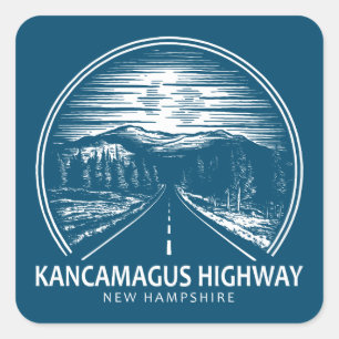 Kancamagus Highway naar New Hampshire Forest Vierkante Sticker
