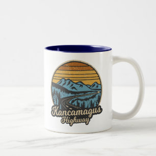 Kancamagus Highway New Hampshire Retro Tweekleurige Koffiemok