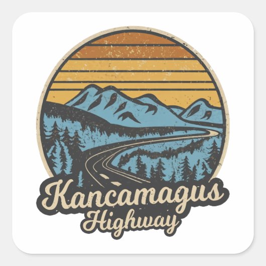 Kancamagus Highway New Hampshire Retro Vierkante Sticker (Voorkant)