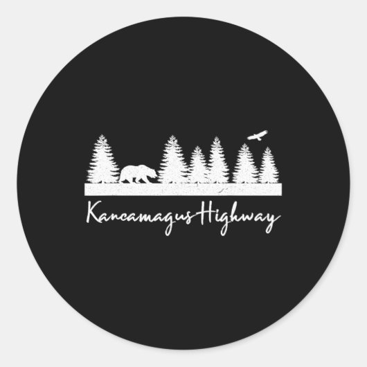 Kancamagus Highway New Hampshire Rustic Bear Wildl Ronde Sticker (Voorkant)