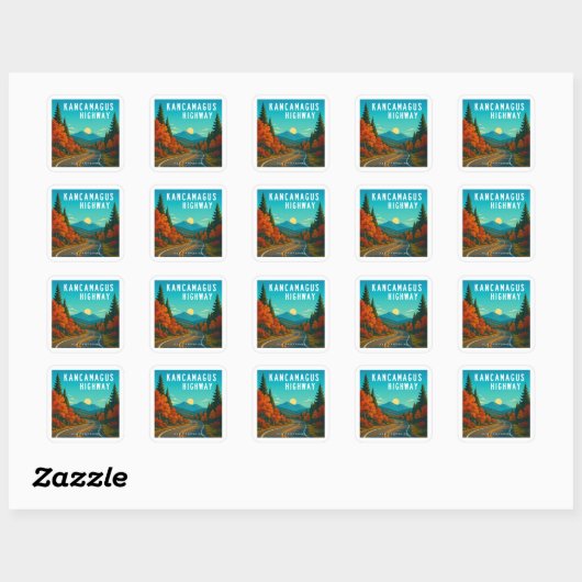 Kancamagus Highway New Hampshire zonsondergang Vierkante Sticker (Vel)