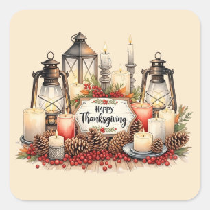 Kandelaar Dankbaarheid – Thanksgiving Zegen Vierkante Sticker