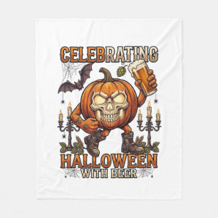 Kandelaar voor Halloween Bier Schedel Pompoen Vlee Fleece Deken