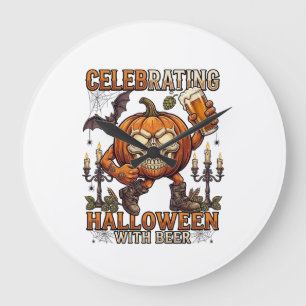 Kandelaar voor Halloween Bier Schedel Pompoen Vlee Grote Klok