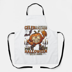 Kandelaar voor Halloween Bier Schedel Pompoen Vlee Schort