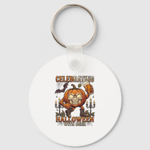 Kandelaar voor Halloween Bier Schedel Pompoen Vlee Sleutelhanger