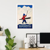 Kandersteg Switzerland Vintage Ski Poster - Framed (Bureau à domicile)