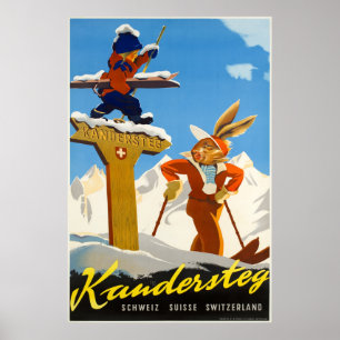 Kandersteg, Zwitserland, Ski Travel Poster