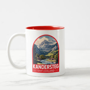Kandersteg Zwitserland Travel Art Embleem Tweekleurige Koffiemok