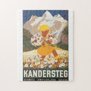 Kandersteg Zwitserland Vintage Travel Poster Legpuzzel