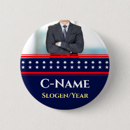 Kandidaat Fotonaam Verkiezingscampagne Ronde Button 5,7 Cm