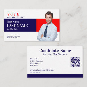 kandidaat voor verkiezingscampagne op maat visitekaartje