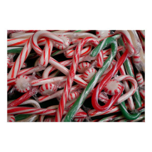 Kandijbonen en peppermints-kerstfeestdag perfect poster