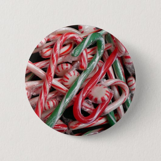 Kandijbonen en peppermints-kerstfeestdag ronde button 5,7 cm (Voorkant)