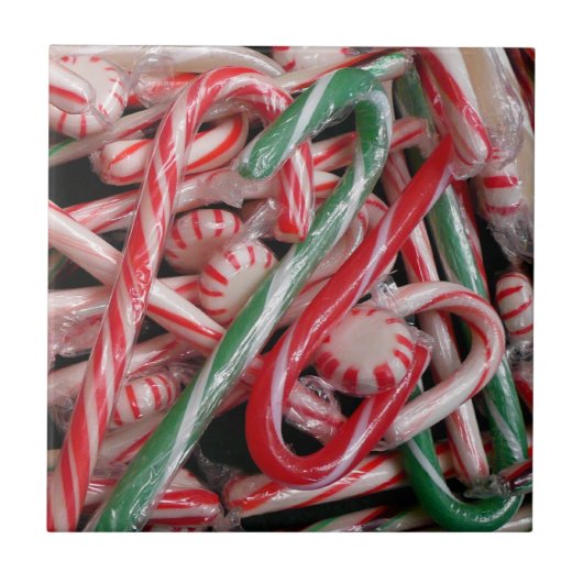 Kandijbonen en peppermints-kerstfeestdag tegeltje (Voorkant)