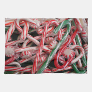 Kandijbonen en peppermints-kerstfeestdag theedoek