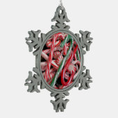 Kandijbonen en peppermints-kerstfeestdag tin sneeuwvlok ornament (Links)