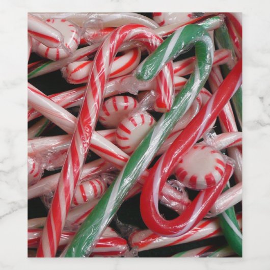 Kandijbonen en peppermints-kerstfeestdag wijn etiket (Enkel label)