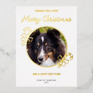 Kandijbonnen met aangepaste fotosjabloon en tekst folie feestdagen briefkaart