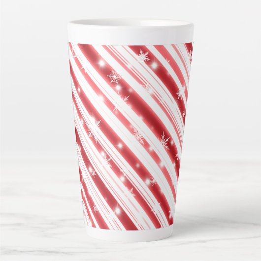 Kandijriet met sterren en Snowflakes Latte Mok (Voorkant)